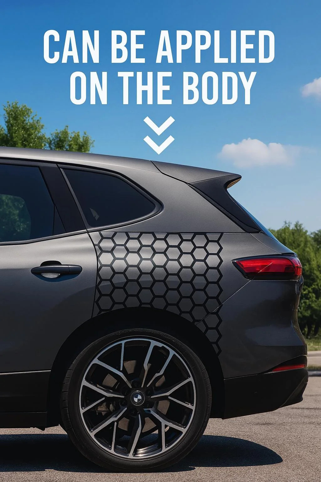 2x Honeycomb Window Decals for Cars | 2-Piece Vinyl Matte Black Set Rear