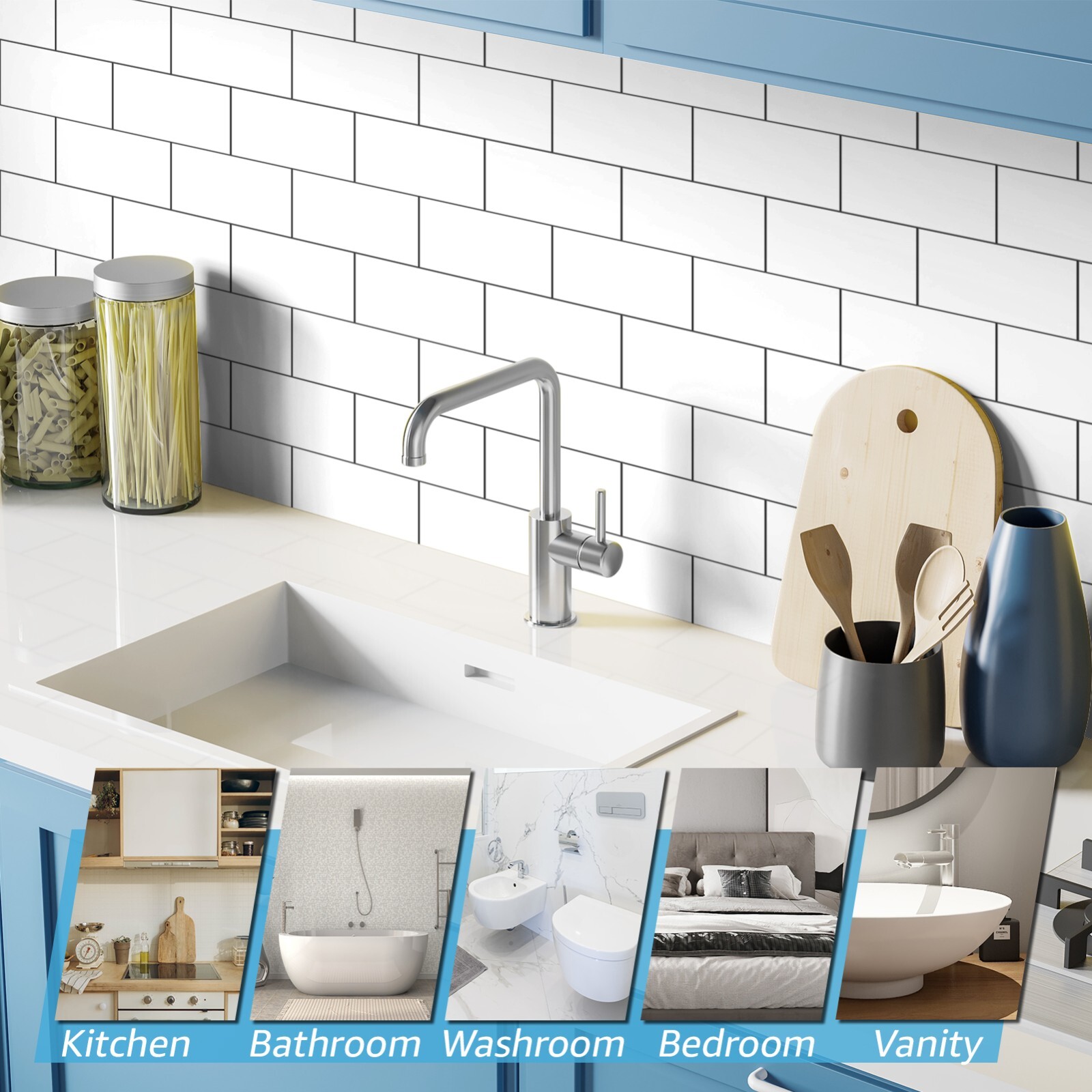 Art3d Peel and Stick Tile Backsplash for Kitchen Bathroom