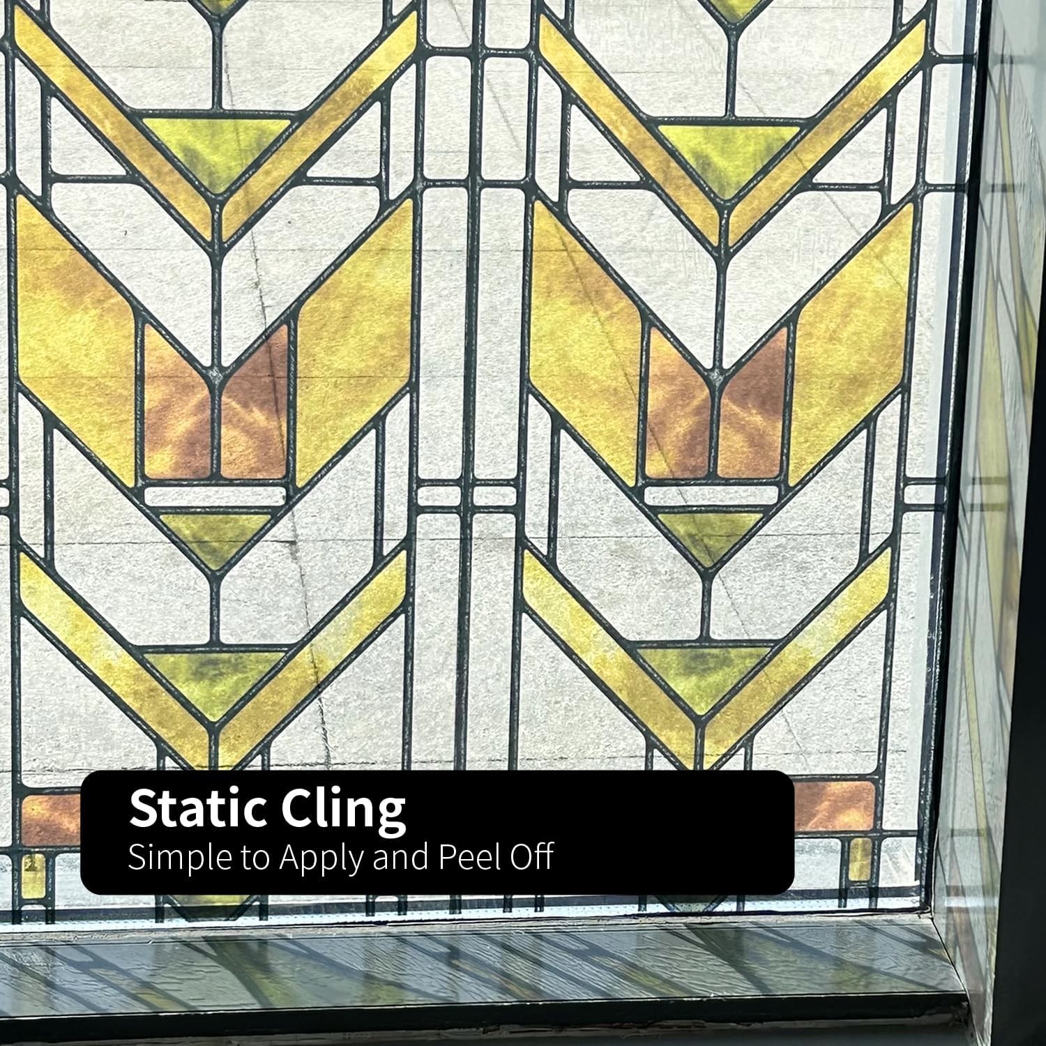 Faux Stained Glass Effect Transparent Window Film Original Hand Drawn Static
