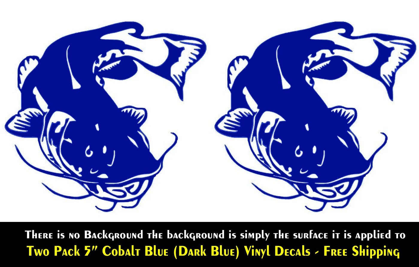 Catfish Fishing Two PACK -Dark Blue Vinyl Decal Car Truck Windows Laptop Tablet