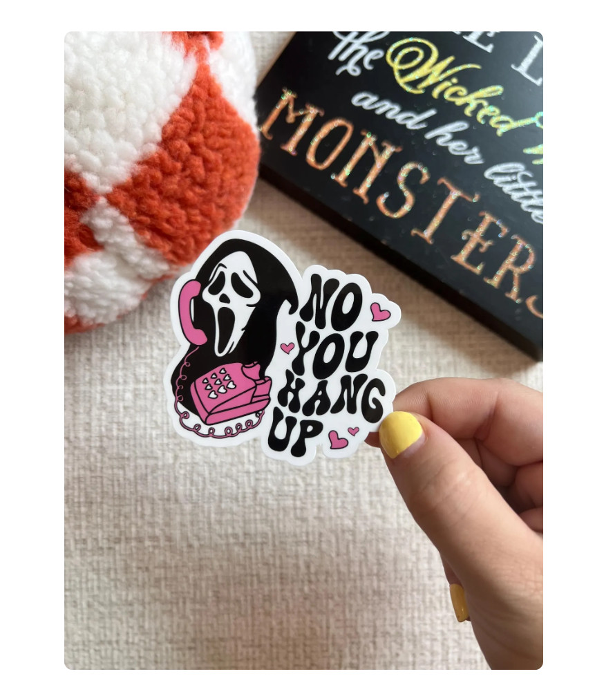 No You Hang Up Ghost Face Sticker Horror Movie Halloween Vinyl Decal Scary