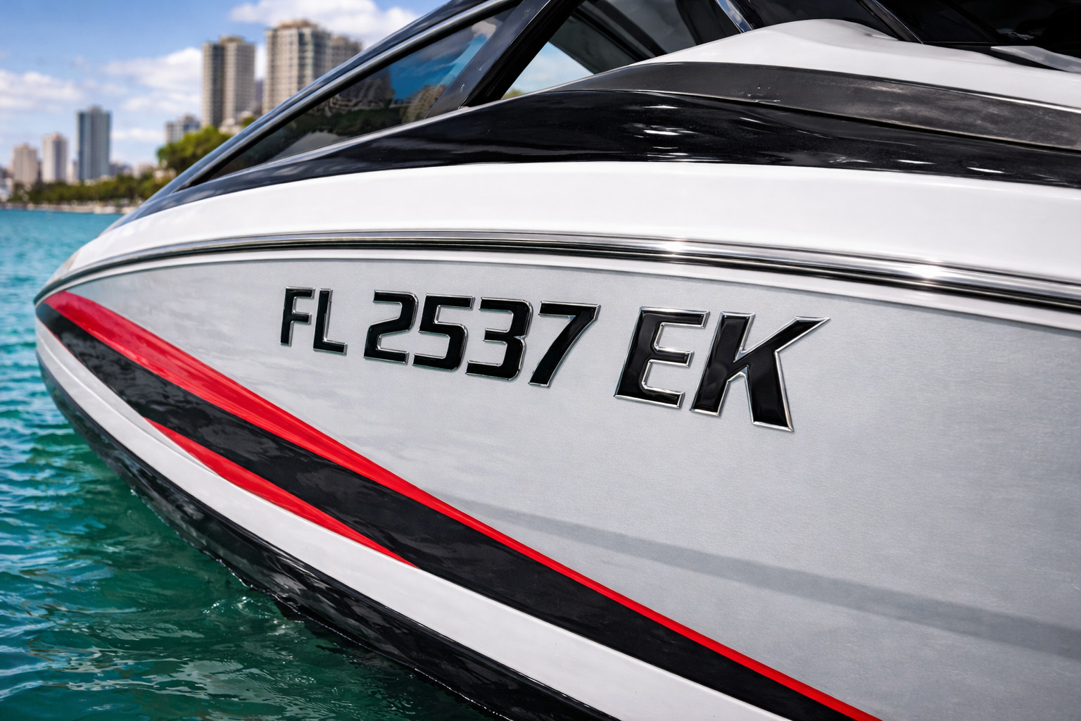 Domed Boat Registration Numbers – Raised Marine-Grade Decals | Sport Black