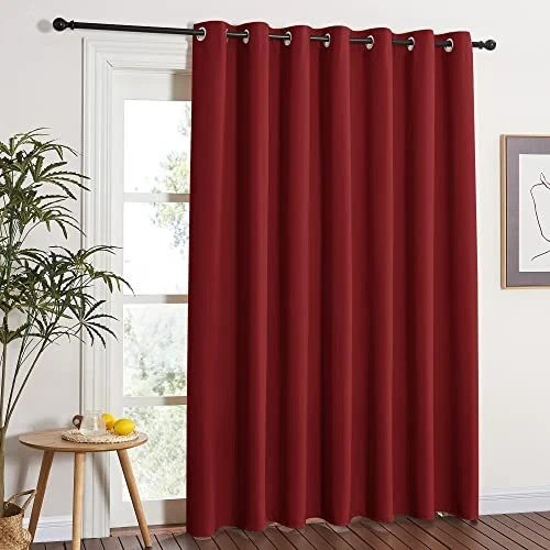 Blackout Blinds for Sliding Door – 100"W x 84"L (Pack of 1) Burgundy Red