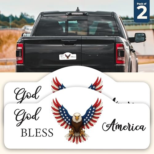 Sticker 2 Pack – Patriotic Bald Eagle Decal with Stars | 8" x God Bless America