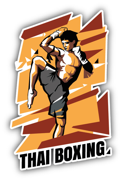 Thai Boxing Fighter Car Bumper Sticker Decal