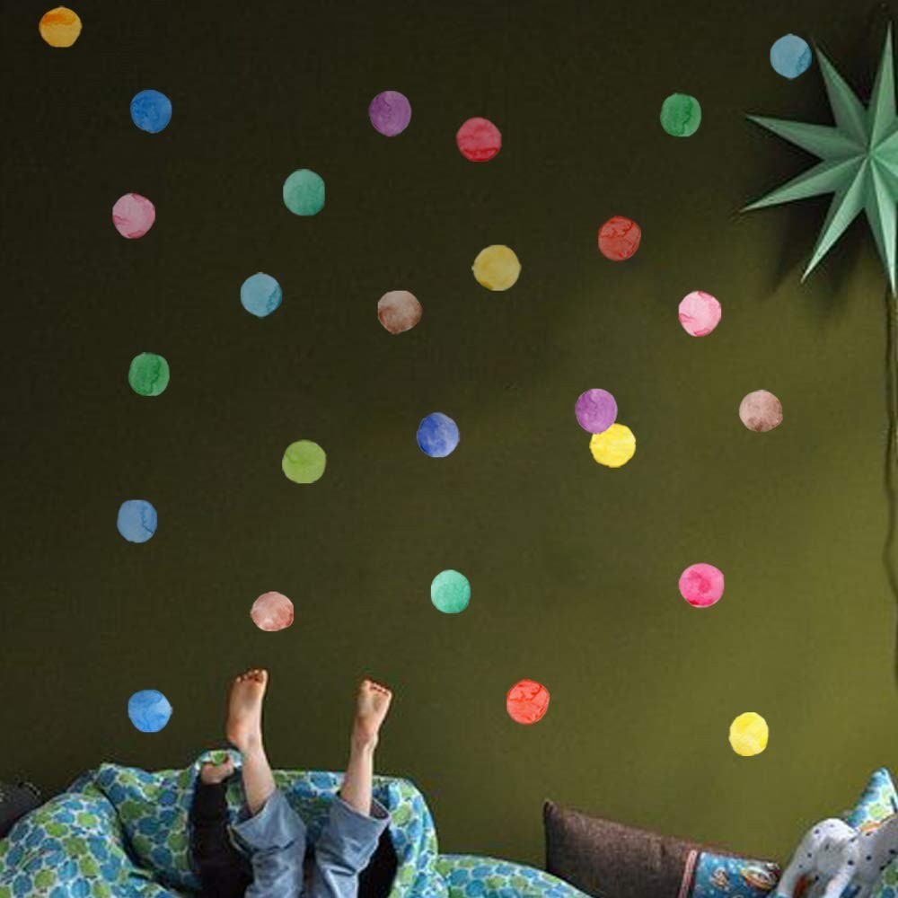 Affordable 12 Sheets of Colorful Polka Dot Wall Decals for Nursery Decor