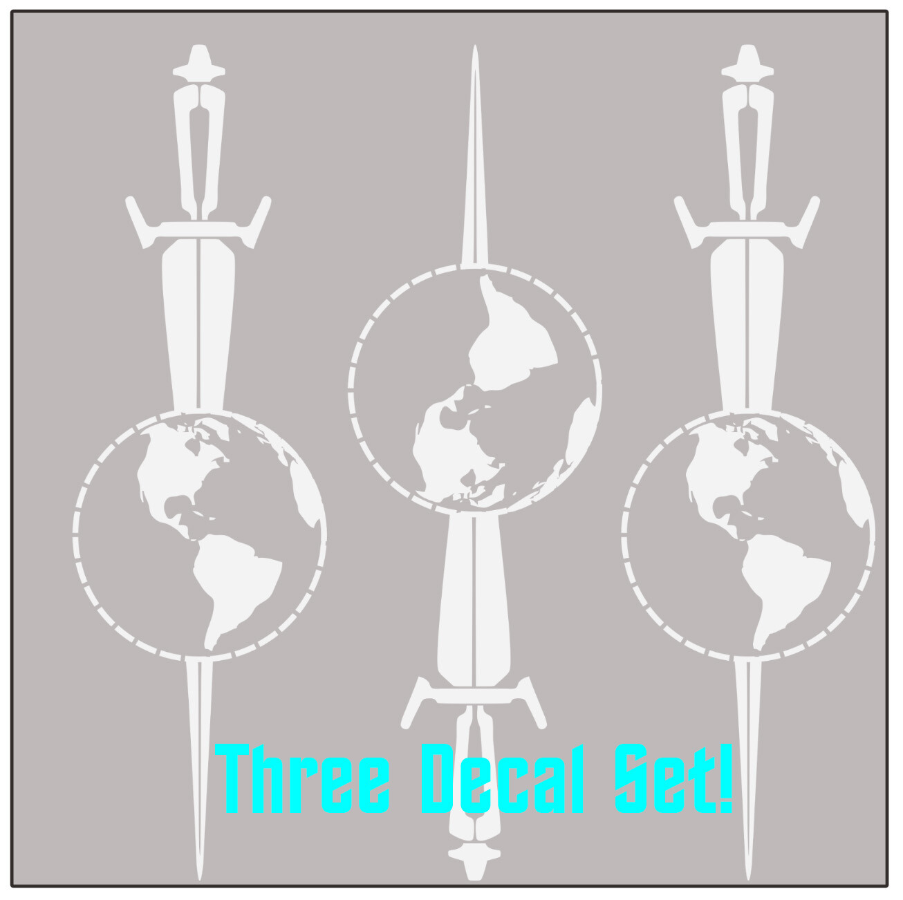 Terran Empire Style Door / Wall Knife Through Earth Decals (3)