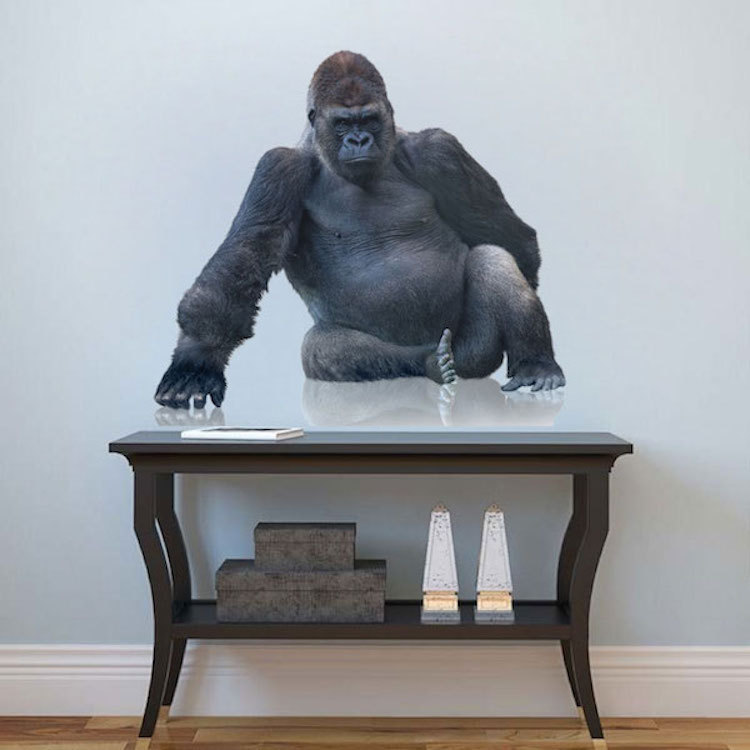 Gorilla Wall Decal Mural Pose Art Safari Wildlife Jungle Animals Animal Art, c05