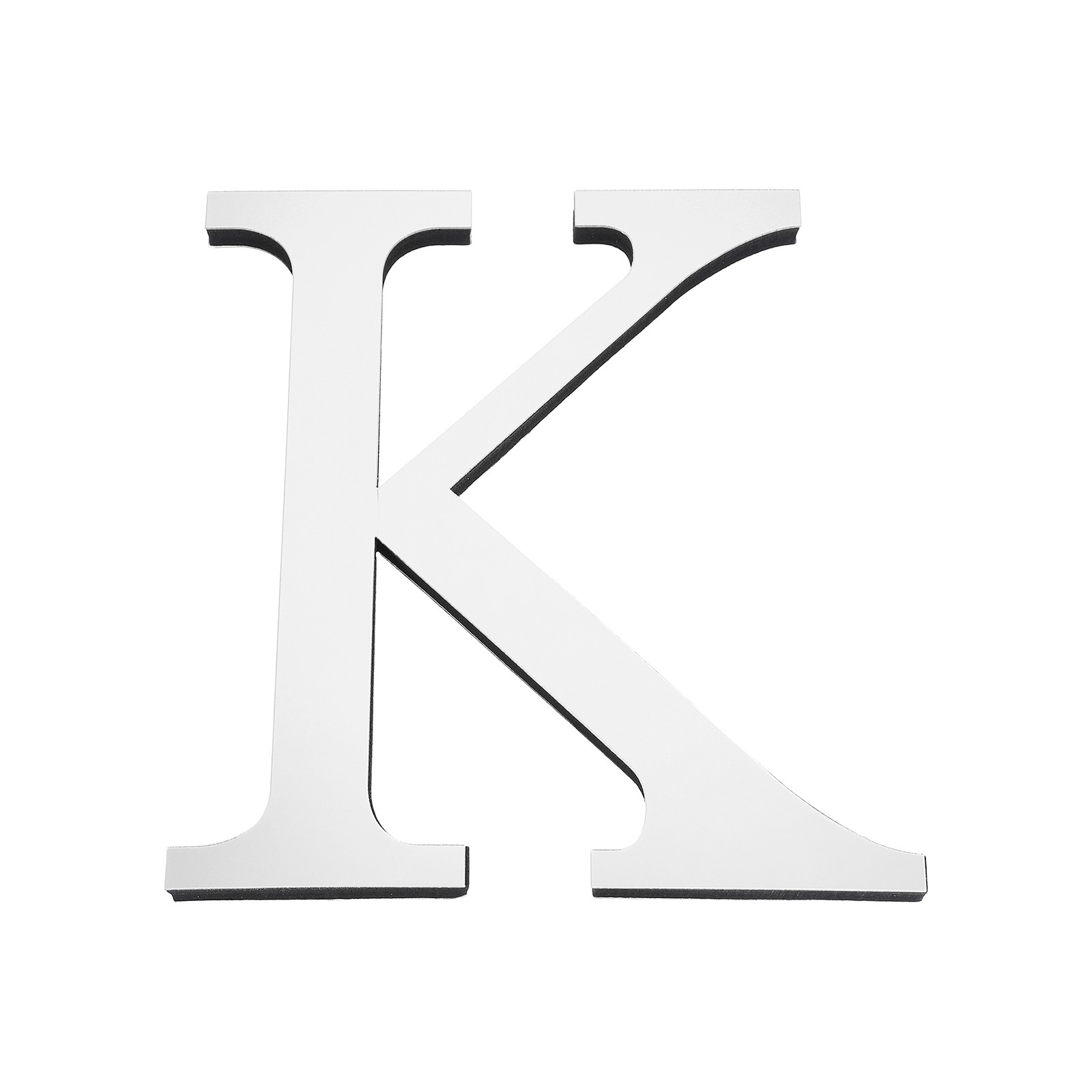 Acrylic Letter K 3D Adhesive Mirror 7.87 Inch Silver