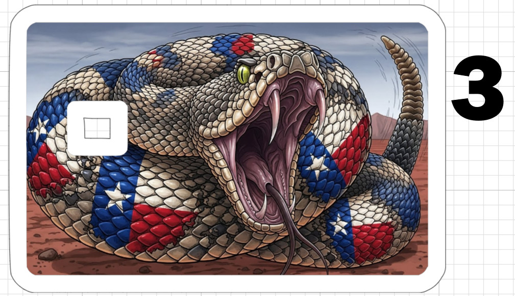 Texas Rattlesnake Credit Debit ATM Gift Card Skin Sticker Flag Snake Reptile USA