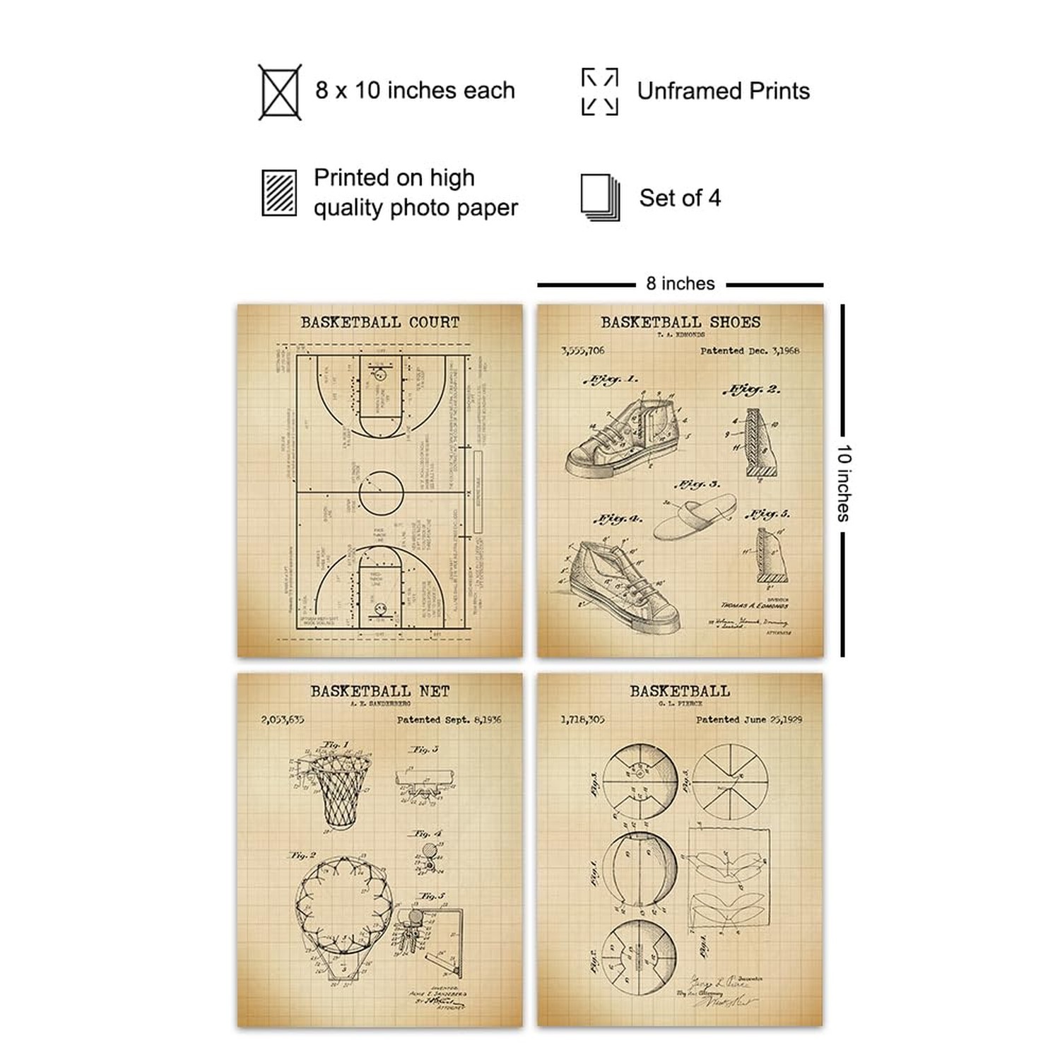 Basketball Patent Prints – Cool Unique Gift or Home Decor for Boys Room, Kids…