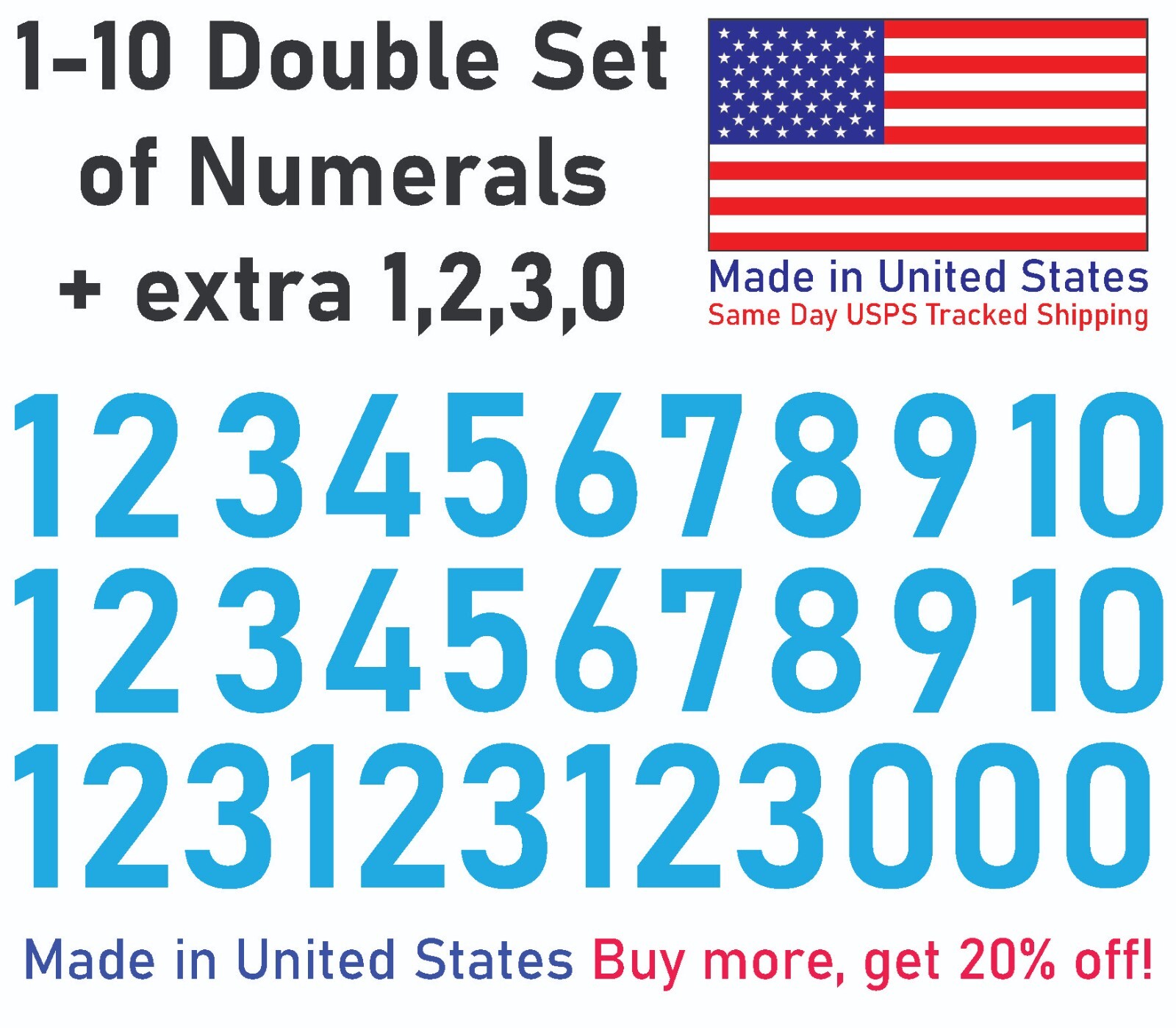 1-10 20+10 Outdoor Vinyl Decal Numbers for Mailbox, Door, Wall, Address, Locker