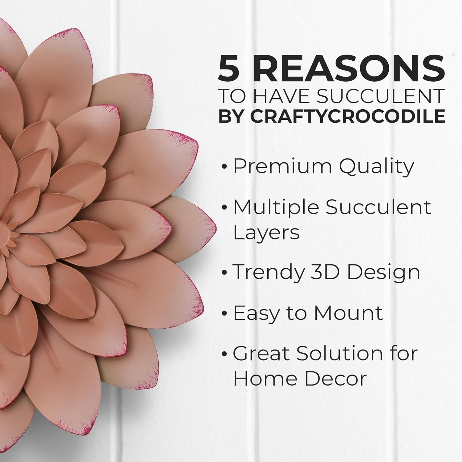Hand-Painted Succulent Metal Flower Wall Decor – 3D Art for Indoor & Outdoor
