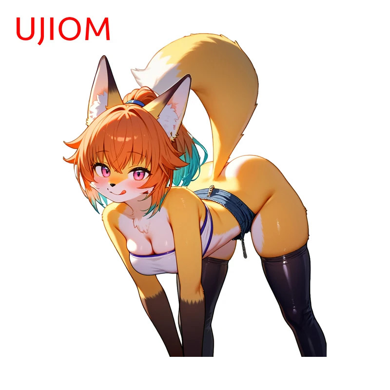 UJIOM Orange Furry Fox Wall Stickers Fashionable Surfboard Guitar Decals