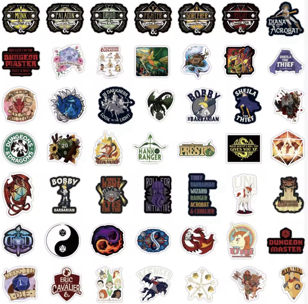 Dungeons Dragons Mix Stickers 50pk Cartoon Character Matte Sticker FREE SHIPPING