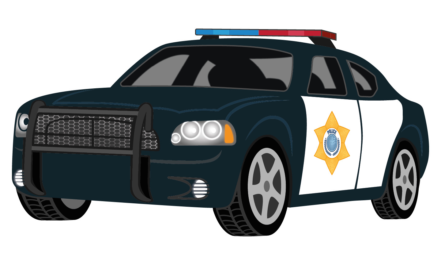 Kids Bedroom Multicolored Art Police Car Vehicle Toy Car Design Vinyl Wall Decal