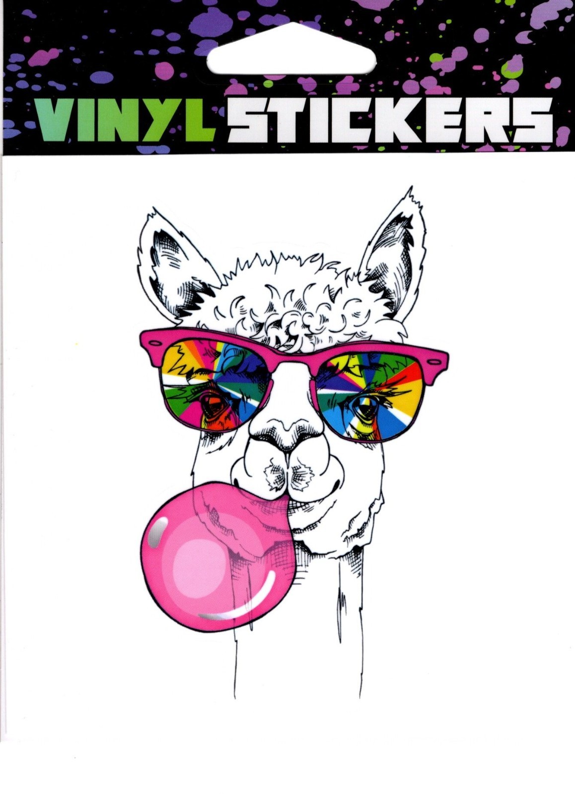 "Llama" blowing a bubble with sunglasses Vinyl Sticker – 4.25in x 4.25in