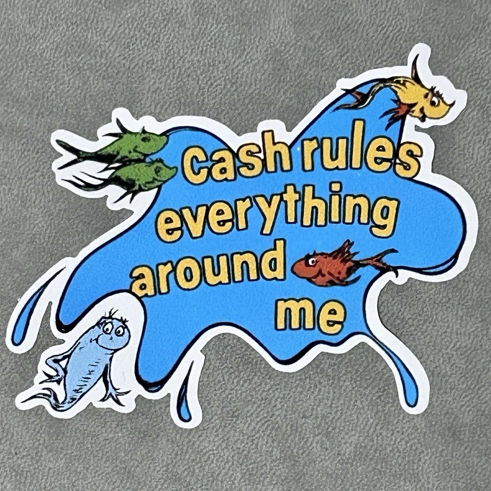 Dr Seuss Sticker Wu-Tang Lyrics 3” Cartoon Vinyl, Red fish blue fish