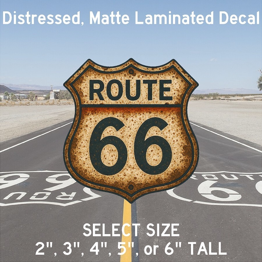Distressed Historic Route 66 Matte Laminated Stickers / Decals Choose Size 2-6"