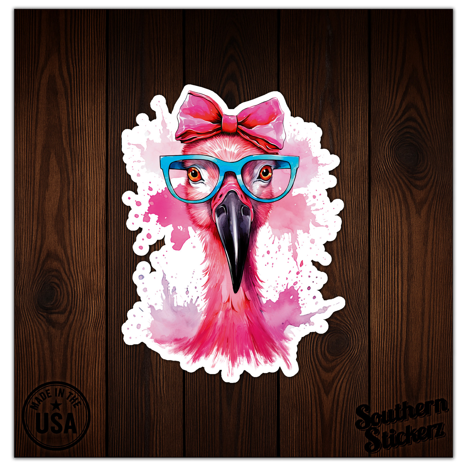 Funny Flamingo Glasses – Vinyl Decal Sticker – Car Window Laptop – ebn11950