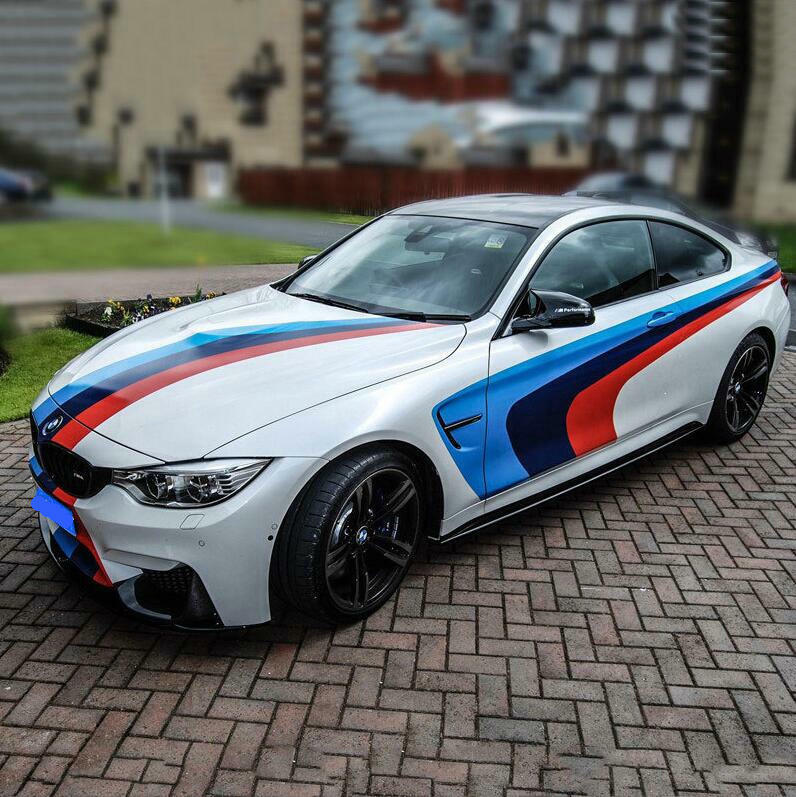 Graphics Tricolor M Performance Sticker For BMW M4 M5 Racing Stripe Bumper Decal