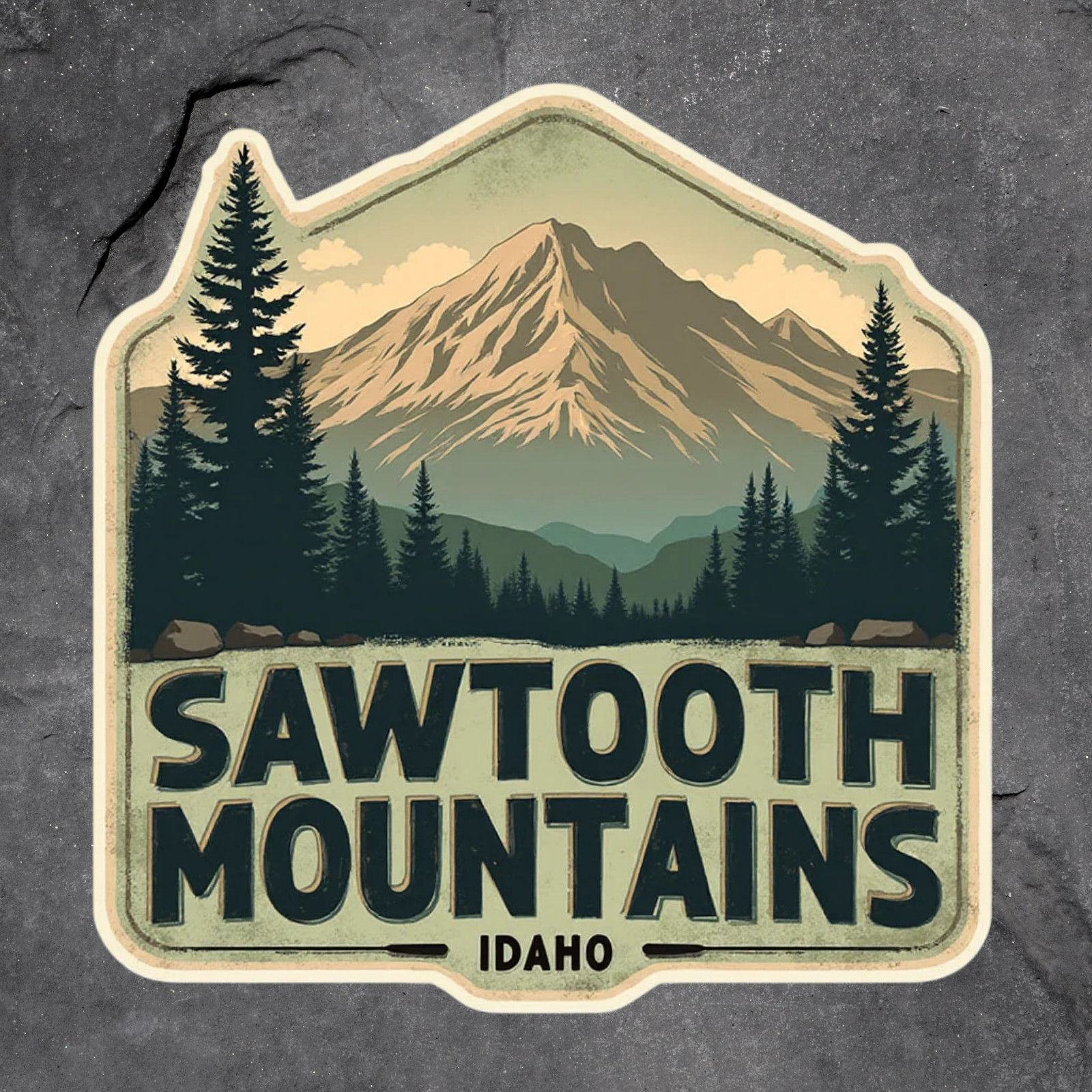 Sawtooth sticker vinyl decal Idaho mountains hiking camping retro nature travel