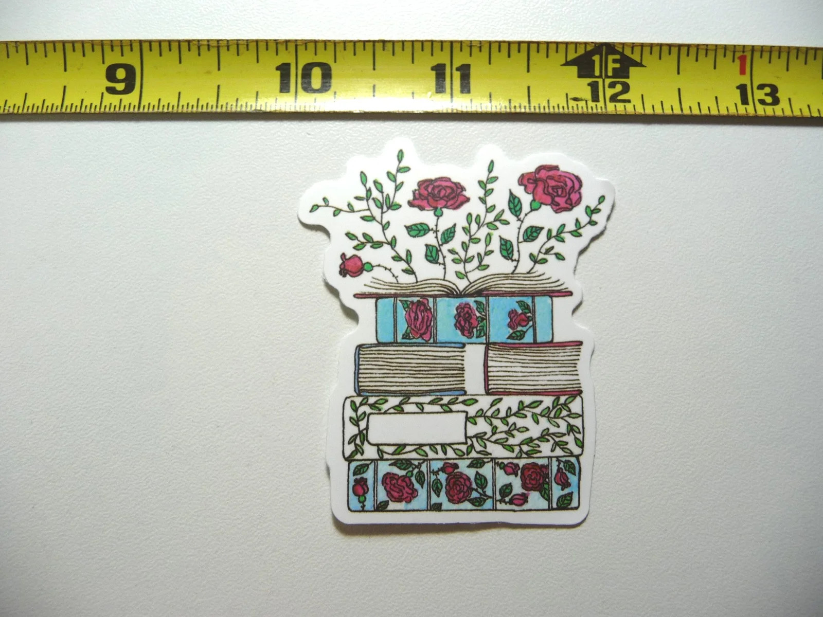 ROSES STACK BOOKS SMALL STICKER DECAL READING NOVEL LIBRARY STORY FUNNY
