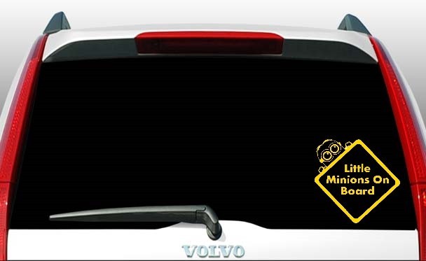 LITTLE MINIONS ON BOARD Comedy Funny Kids Infant Newborn Vinyl Decal Car Sticker