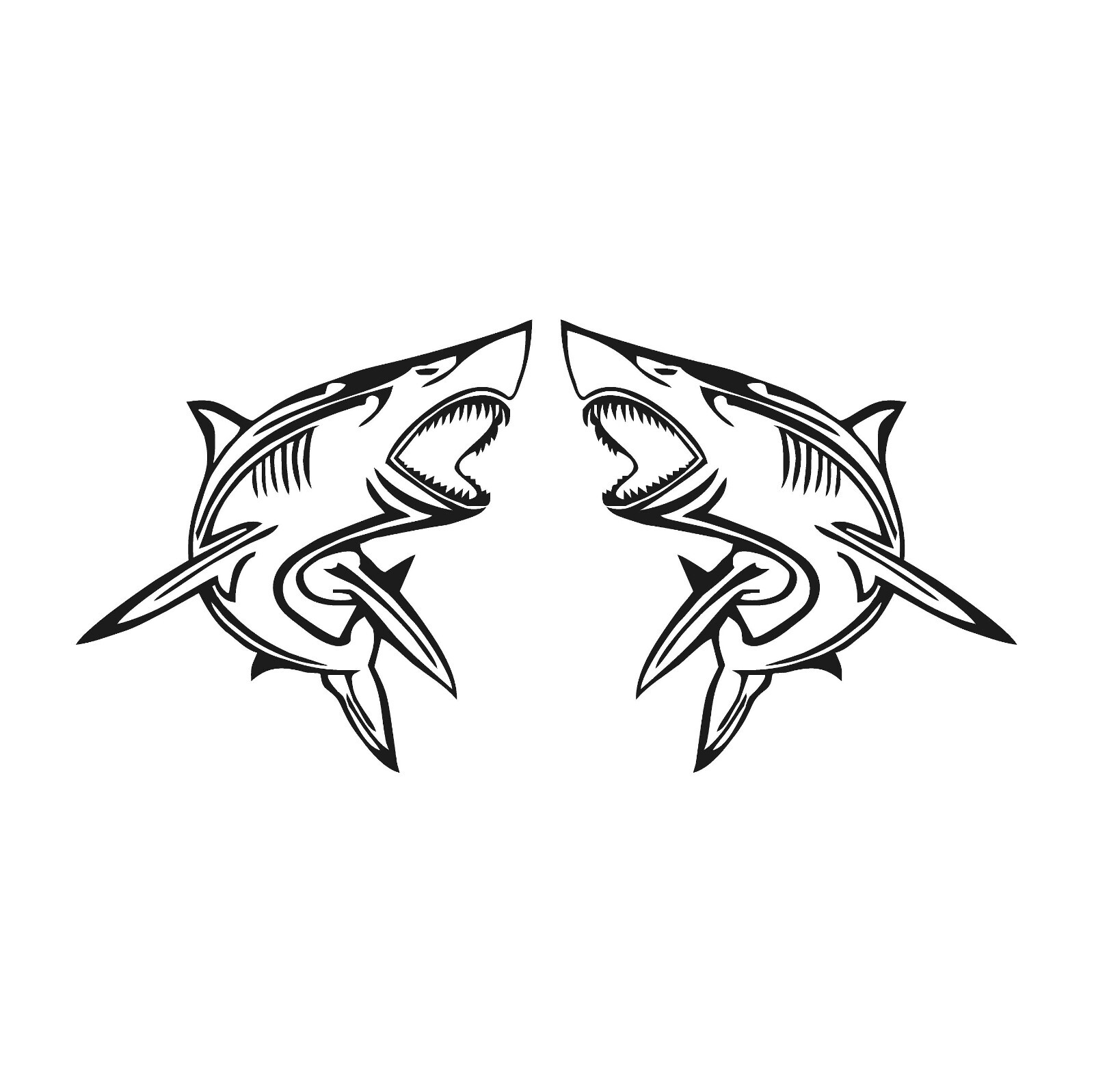 2 Detailed shark Vinyl Decal Waterproof Boat car Stickers