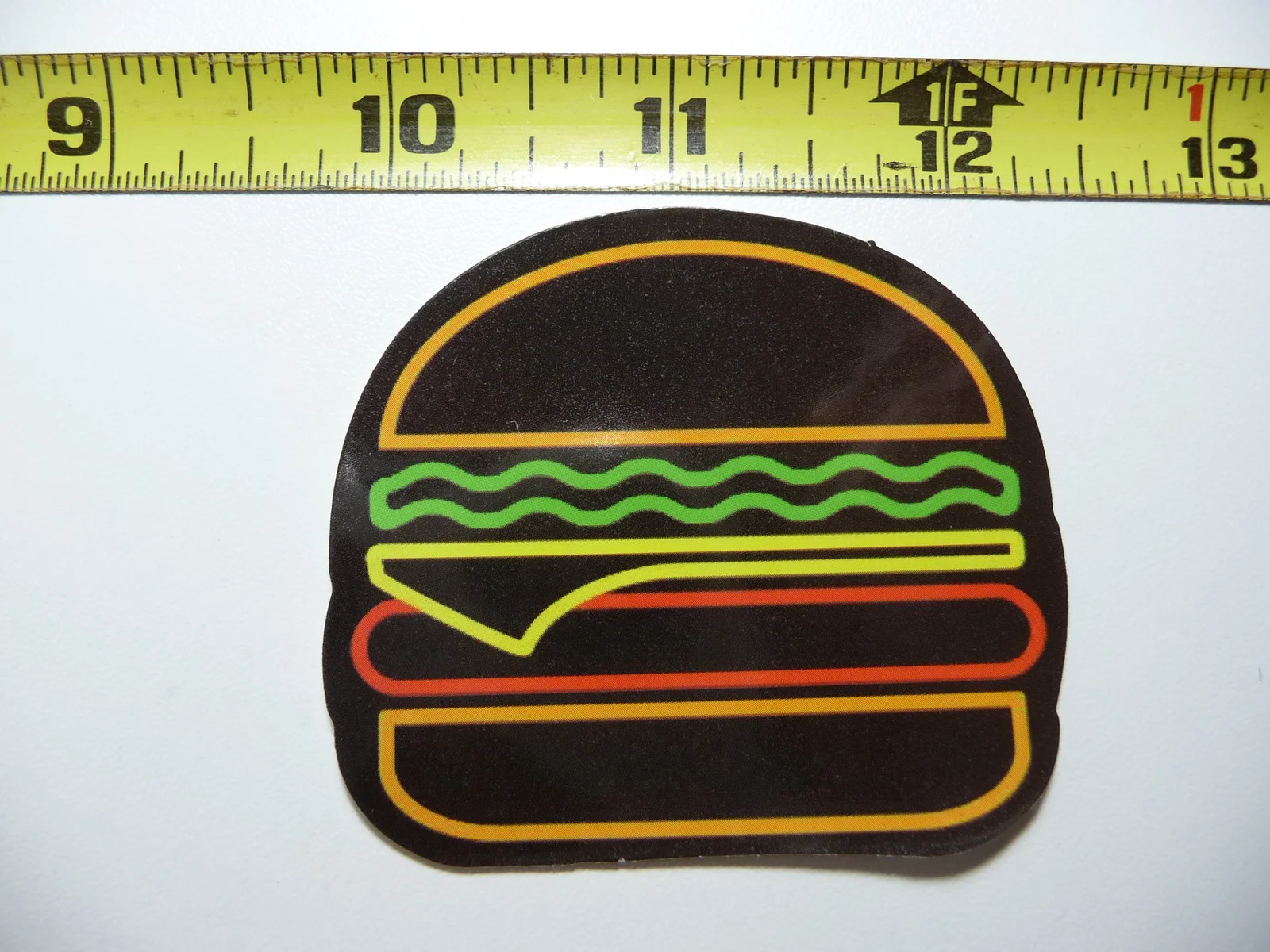 CHEESEBURGER NEON STYLE SMALL STICKER DECAL COLORFUL FUNNY