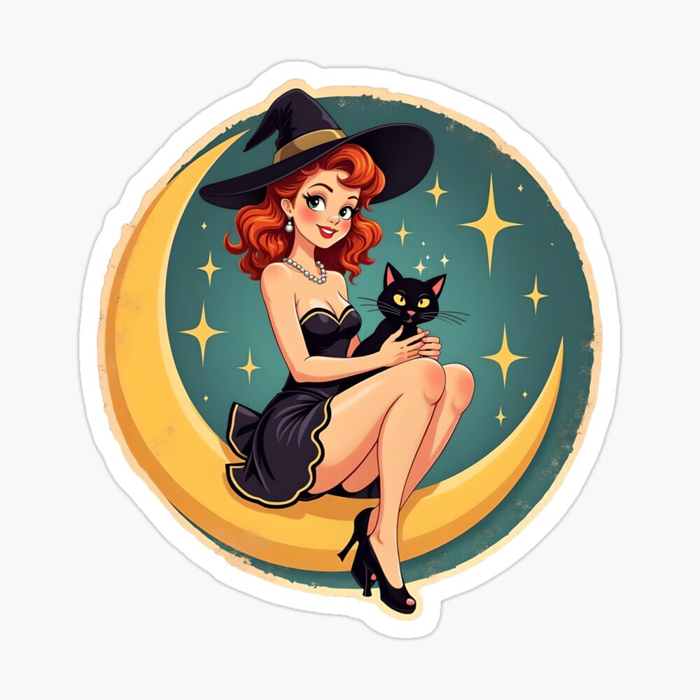 Moon Witch Sticker by C Autumn Trapp Original Art 3" x 3"