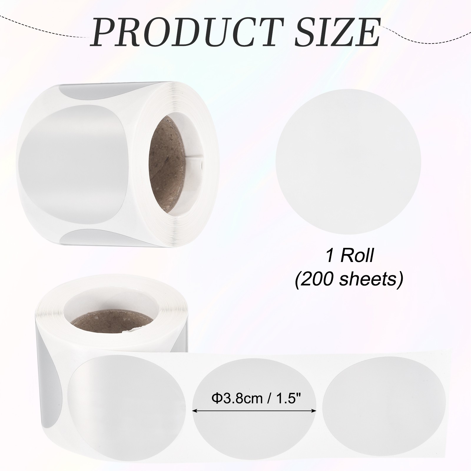 200pcs Round Thermal Label 1.5×1.5" Self-Adhesive Thermal Stickers Matte Silver