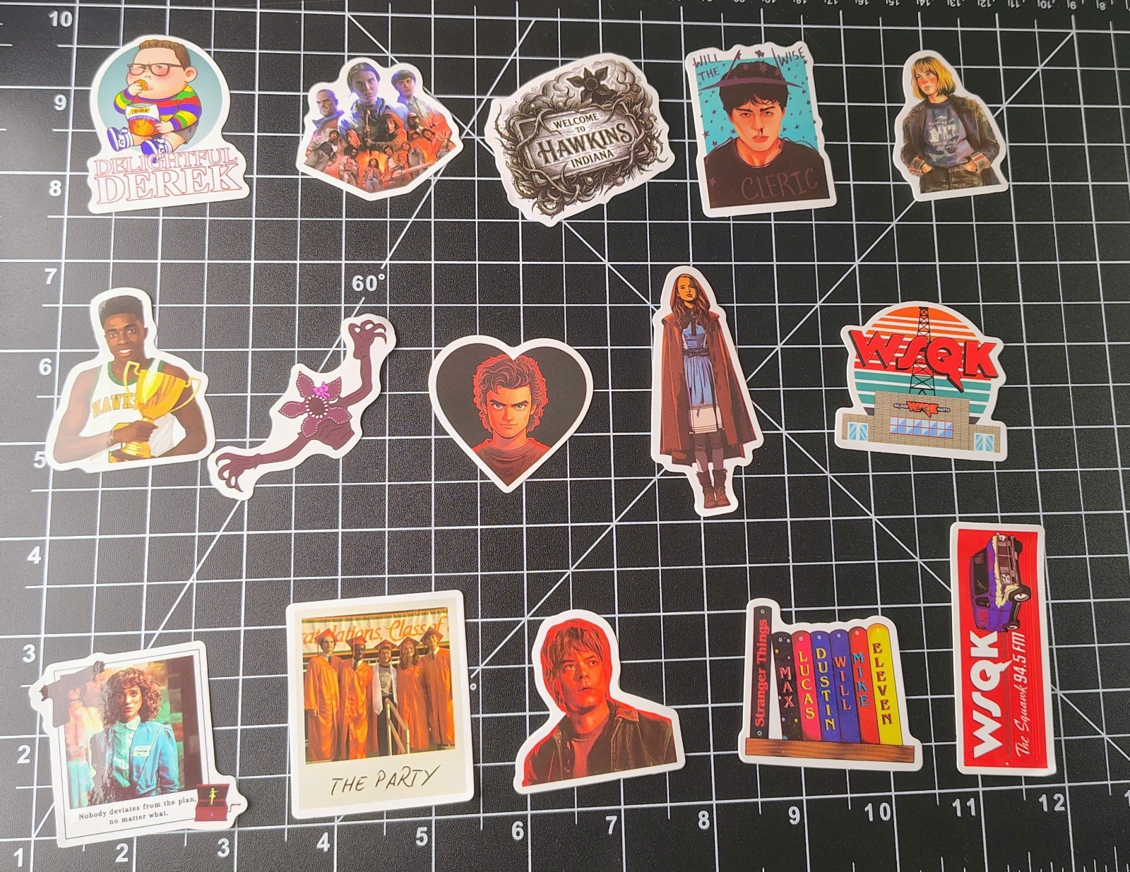 60 Pack 80s Sci-Fi Retro TV Show Stickers Upside Down Monster Nostalgia Decals