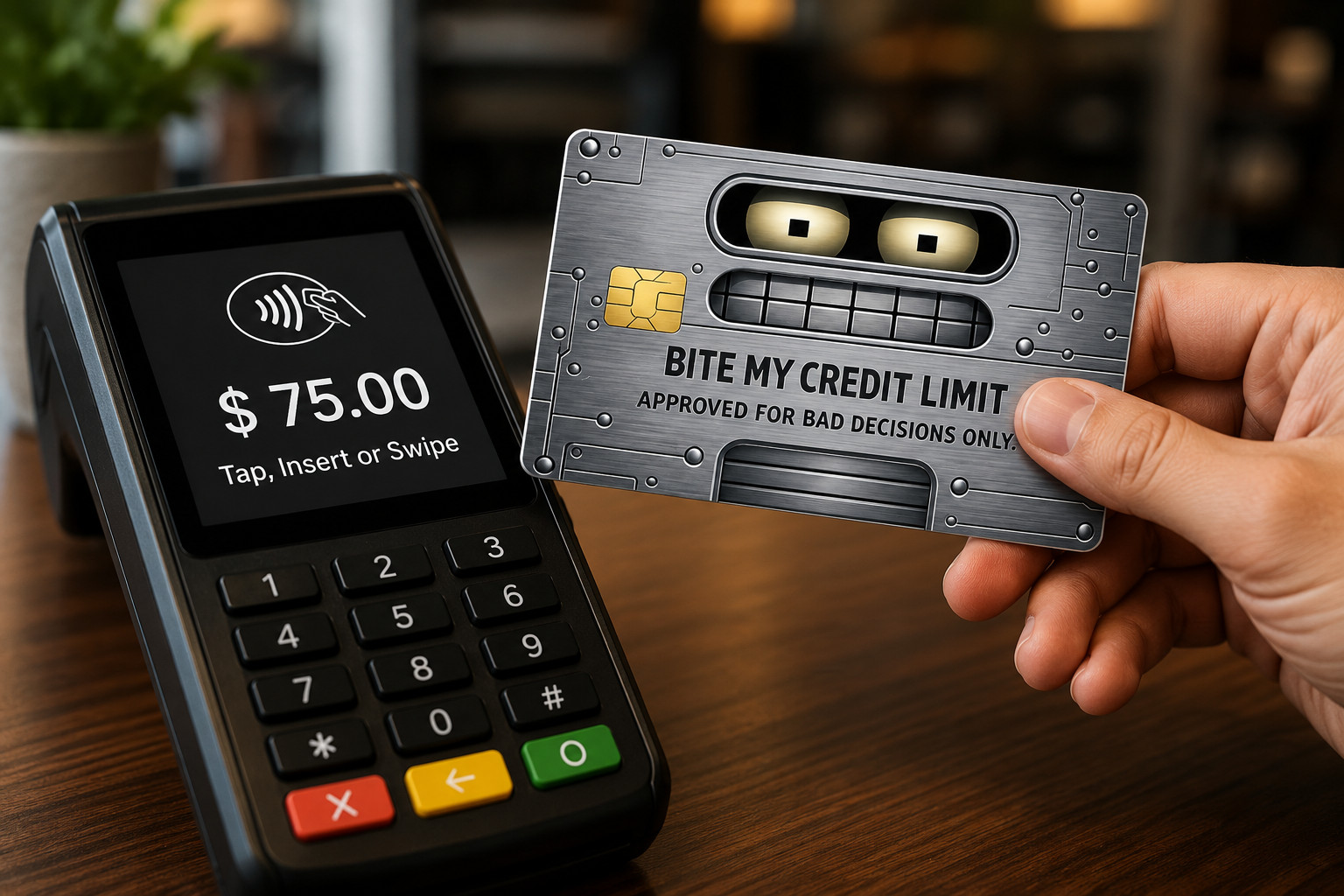 Funny Robot Bite My Credit Limit Credit Card Skin Debit Card Vinyl Sticker