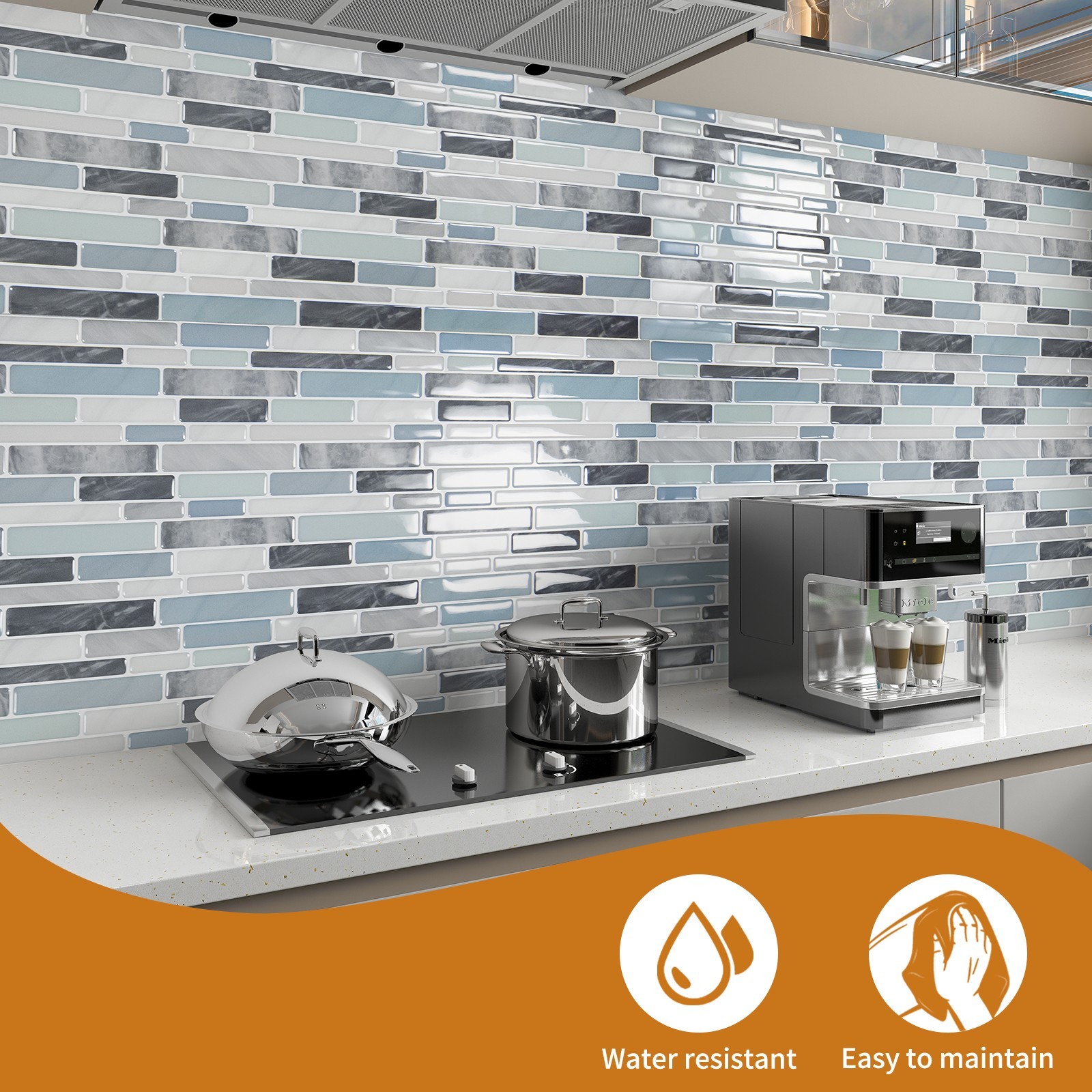 Art3d 10 Sheets Self-Adhesive Kitchen Backsplash, Decorative Tiles