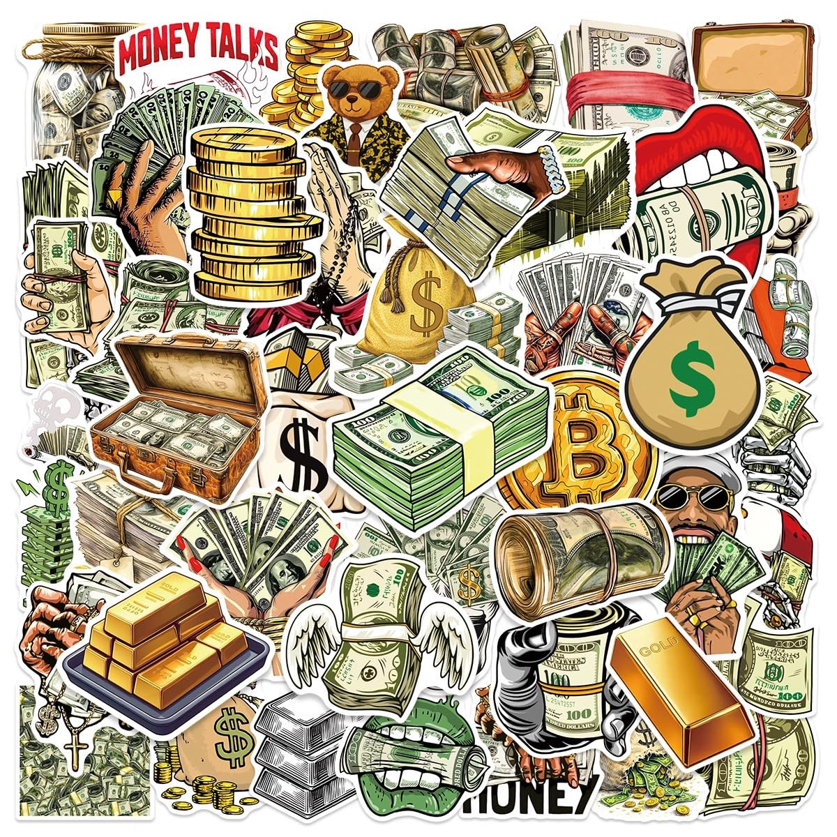 WOZOETT Money Cash Stickers 50PCS Waterproof