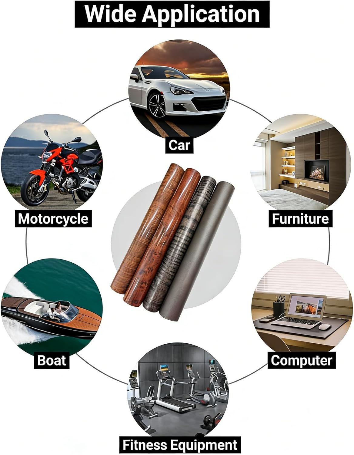 High Glossy Wood Grain Vinyl Wrap Sticker Decal Car Internal Wraps Self Adhesive