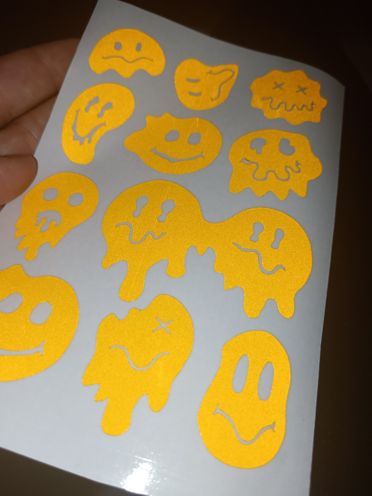 Fun Reflective Dripping Smiley Face Decals, Stickers for DIY Project