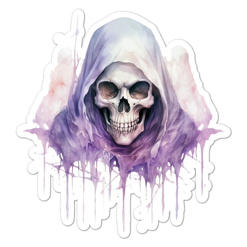 Grim Reaper Skull, Vinyl Decal Sticker, Indoor Outdoor, 3 Sizes, #11136