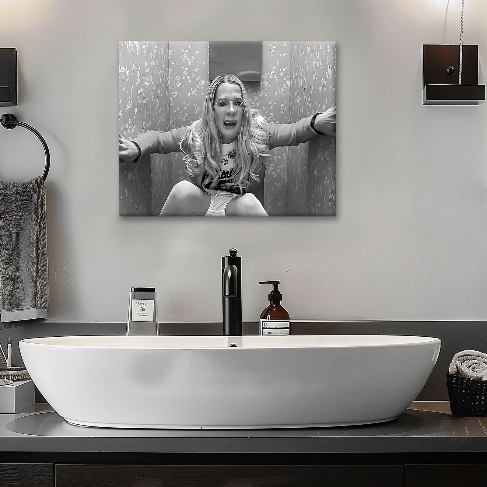 B.B.F MAKE Funny Framed Canvas Wall Art Bathroom Decor Black and White Comedy…