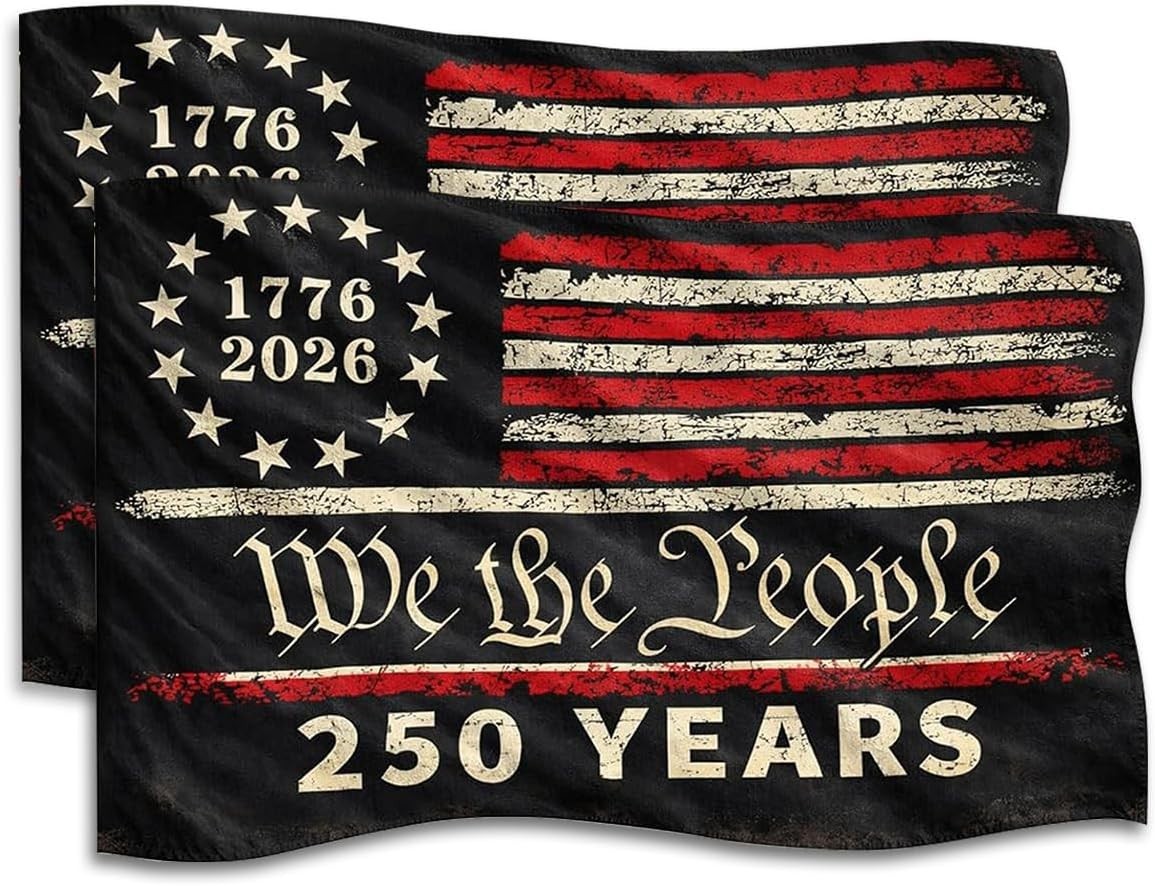 250th We The People USA Flag 1776-2026 2-Pack Vinyl Decal Sticker 5"x3.5"