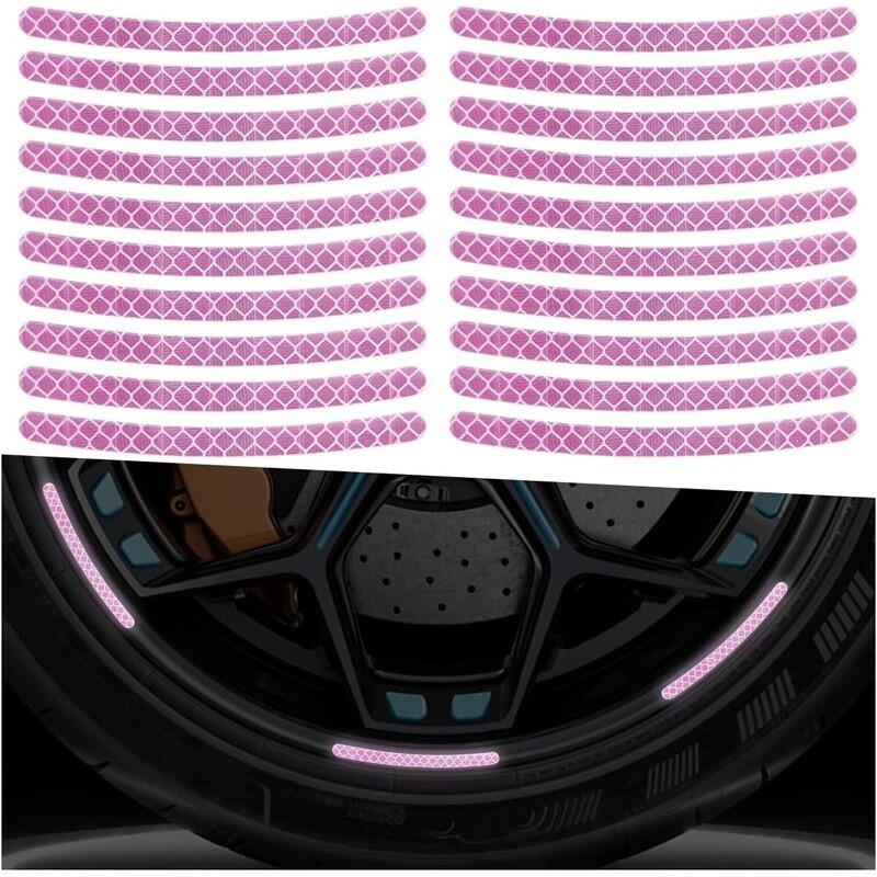 20PCS Reflective Car Wheel Stripe Stickers PVC Waterproof Tire Rim Decals New