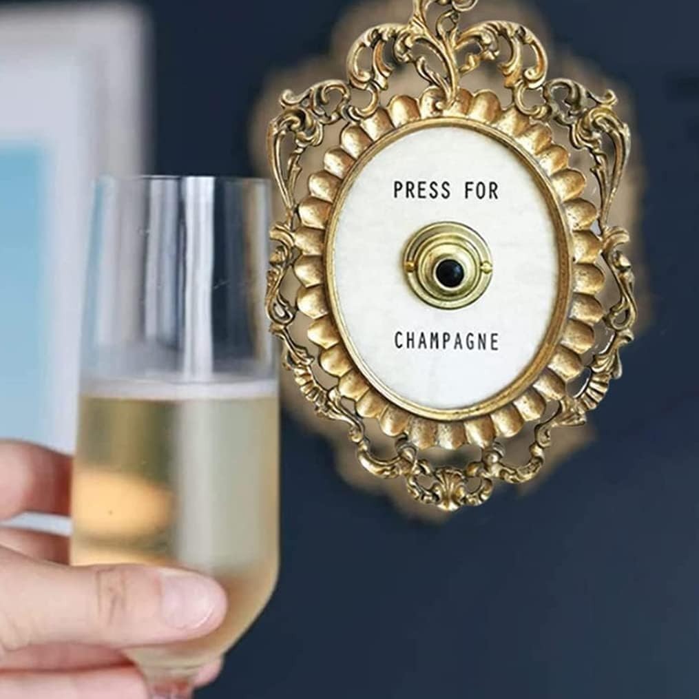 Press for Champagne Vintage Button Doorbell, Wall Plaque Ornament Gift