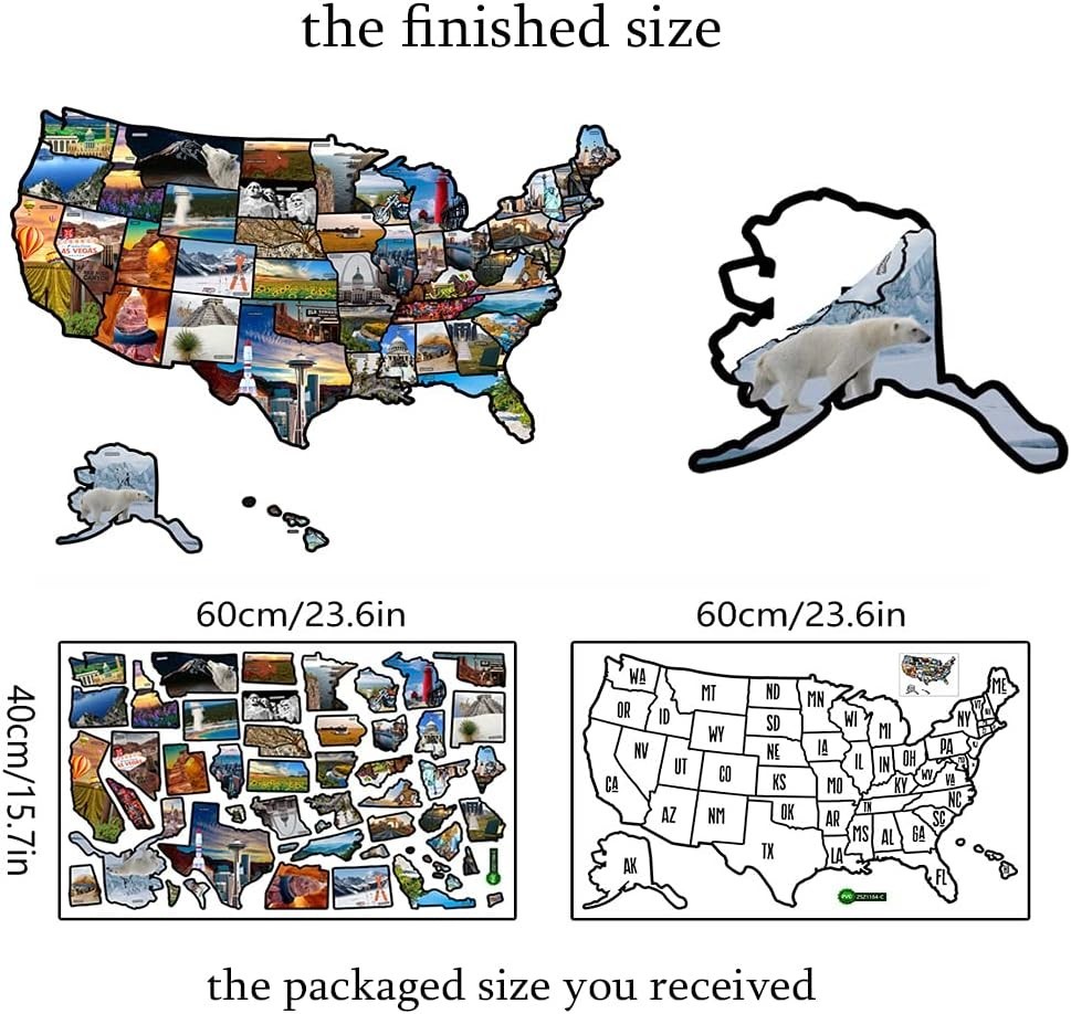 Sticker, 50 States Travel Map Theme for RV, 23.6" x 15.7"
