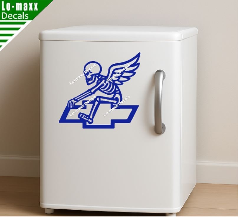 Chevy Bowtie Reaper Skeleton Wings Car Truck Die Cut Vinyl Decal Sticker