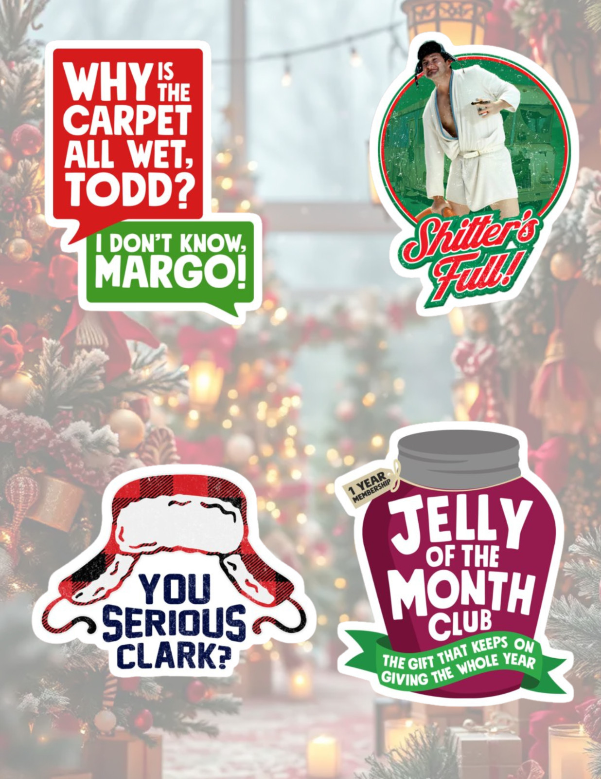 National Lampoon Christmas 80's Movie 4pc Sticker Pack