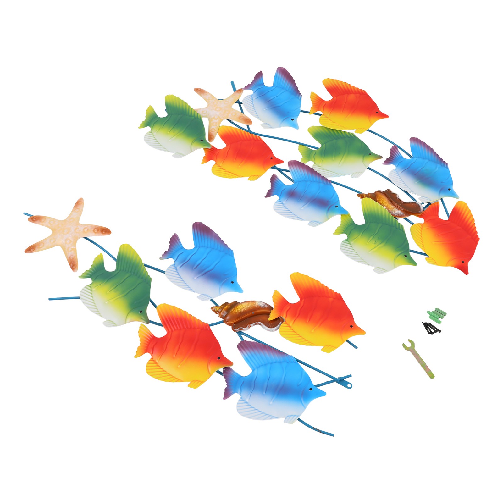 Metal Marine Fish Group Wall Decoration,ocean Decor Art F/ Living Room/bedroom