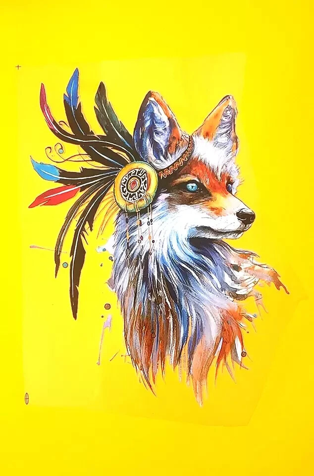 Fox Feathers Colorful Sublimations Stickers easy to Iron On T-shirt (3 Pack)