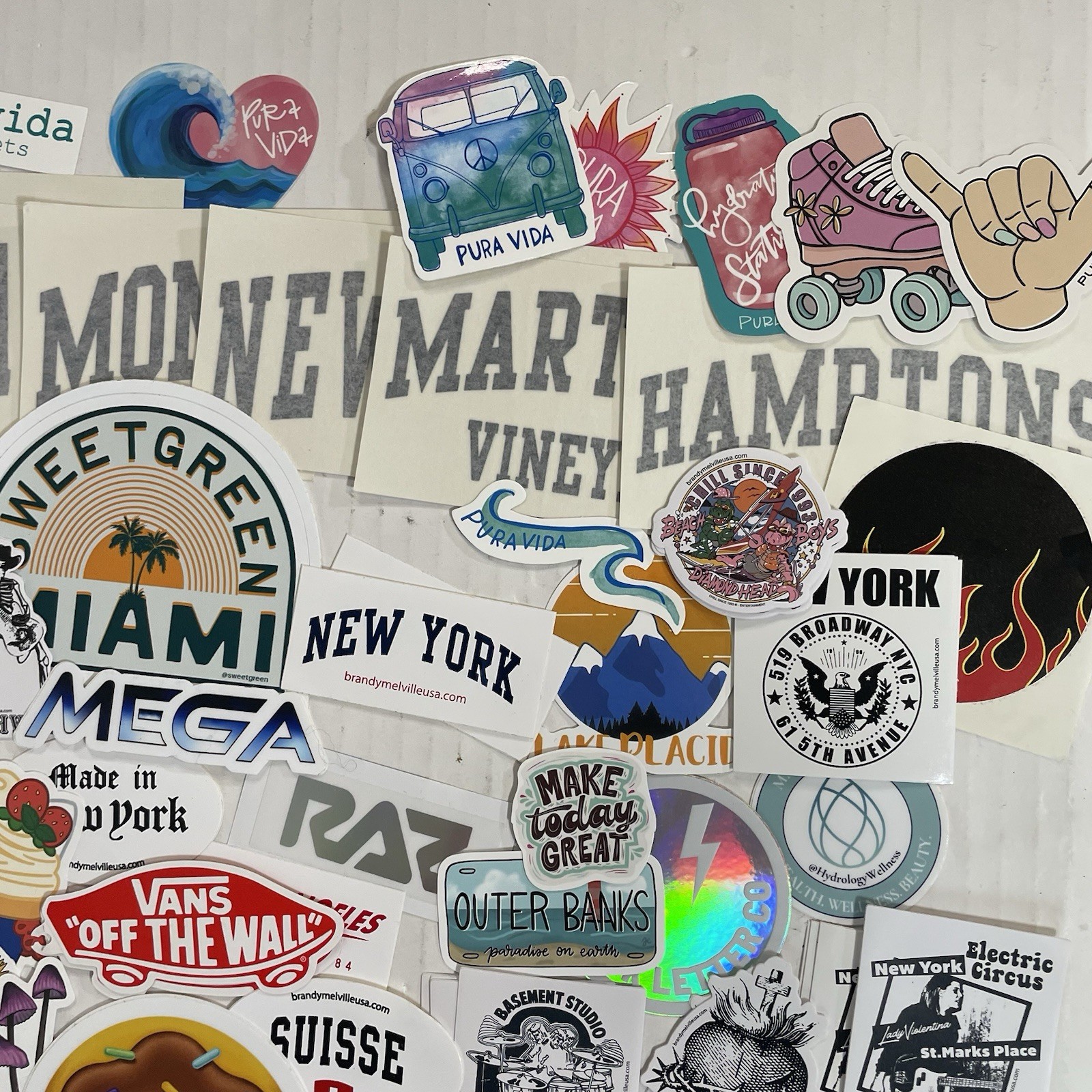 Trending Brands Stickers Assorted 120+ Brandy Melville Pura Vida Olipop Food
