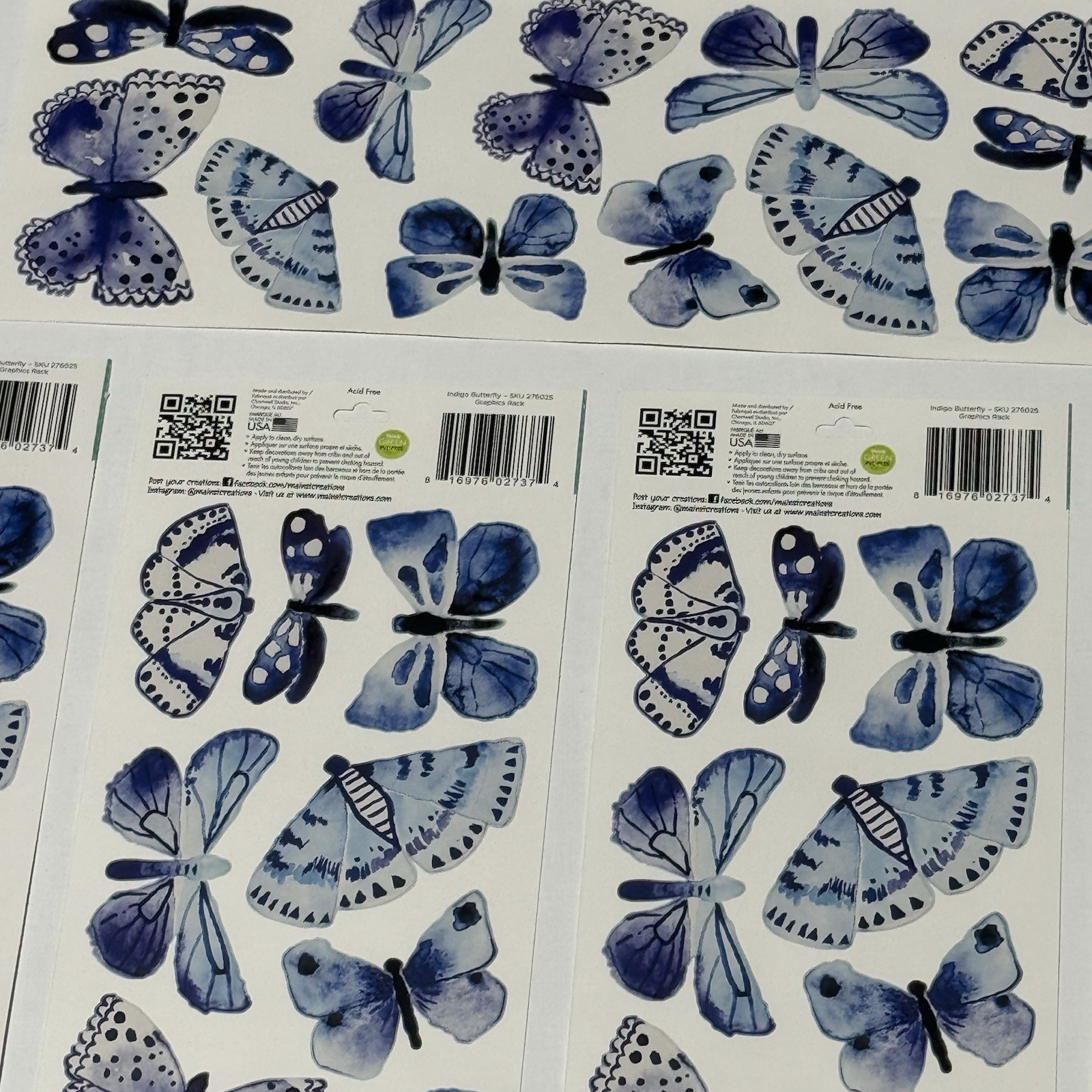 Main Street Wall Creations Butterfly Wall Art Stickers Peel & Stick Lot of 5